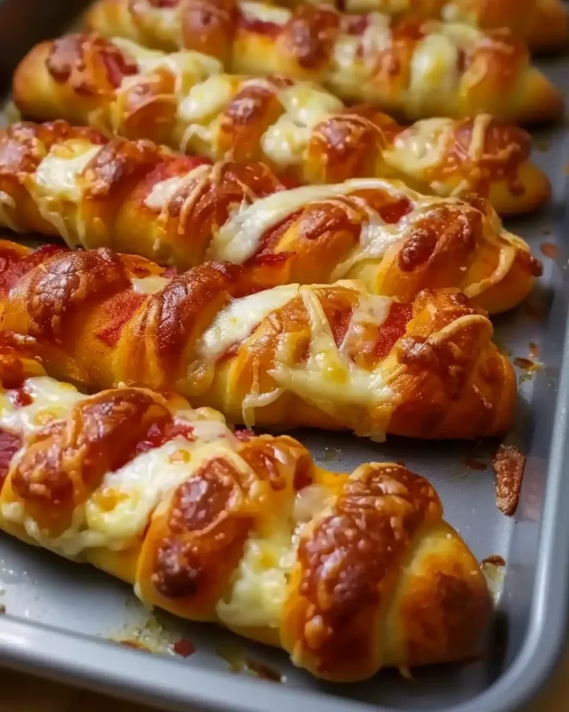 Bâtonnets de pain à la pizza en forme de canne en sucre
