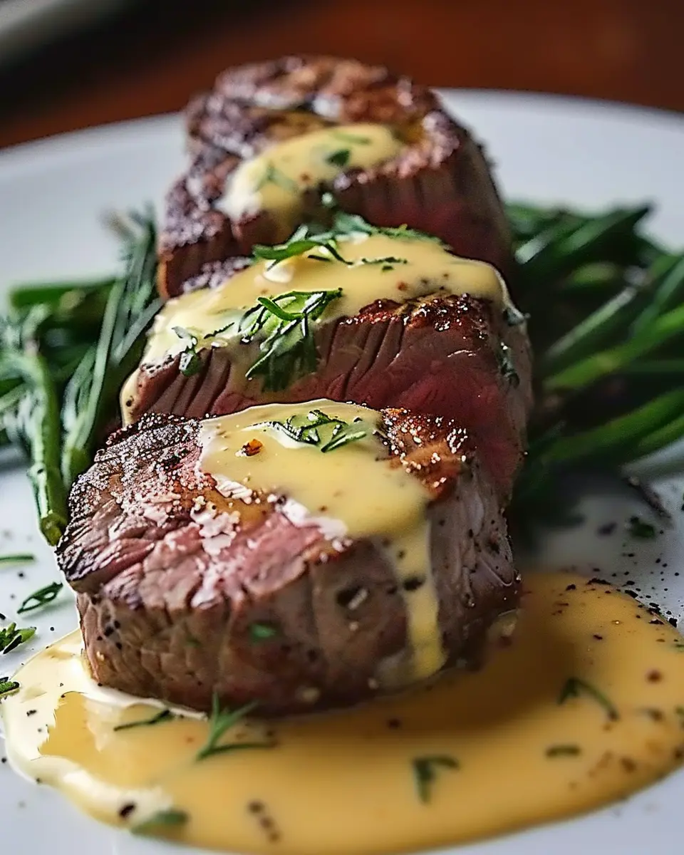 Juicy beef fillet with creamy béarnaise sauce