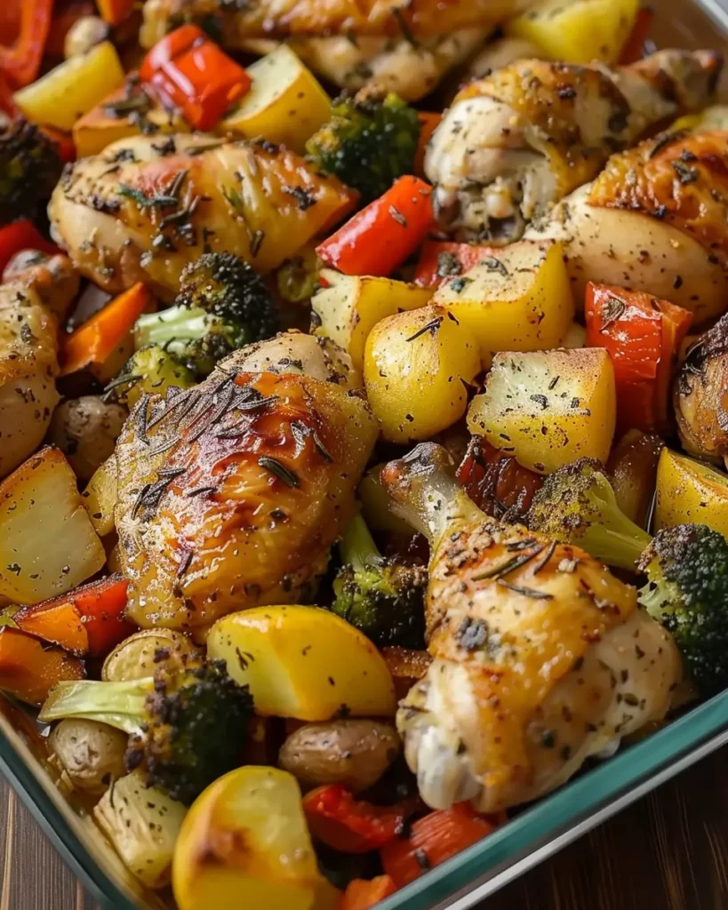 Oven-roasted chicken and vegetables