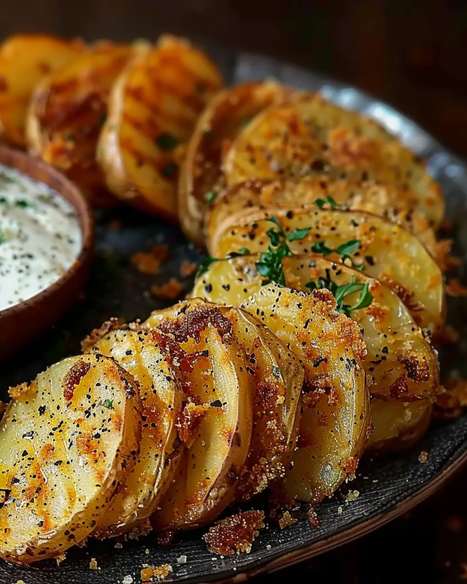 Perfectly sliced baked potatoes