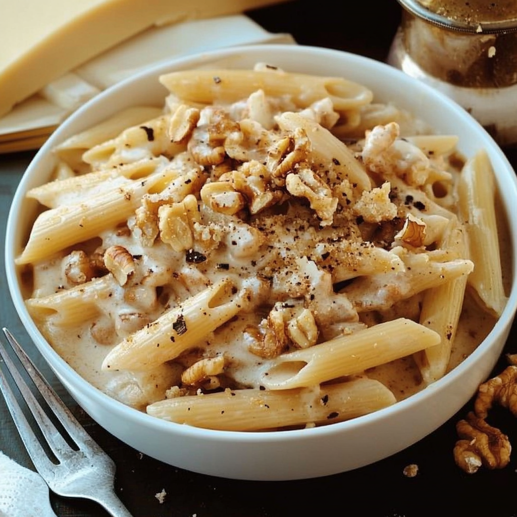 Pennes sauce crémeuse aux noix