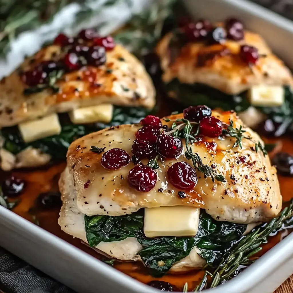 Poulet farci au brie et canneberges