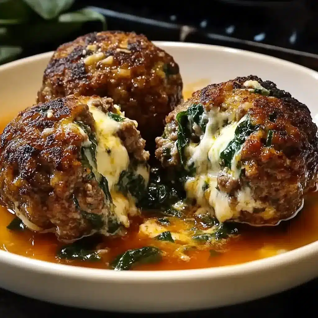 Boulettes de Viande aux Épinards et Ail, Farçies à la Mozzarella