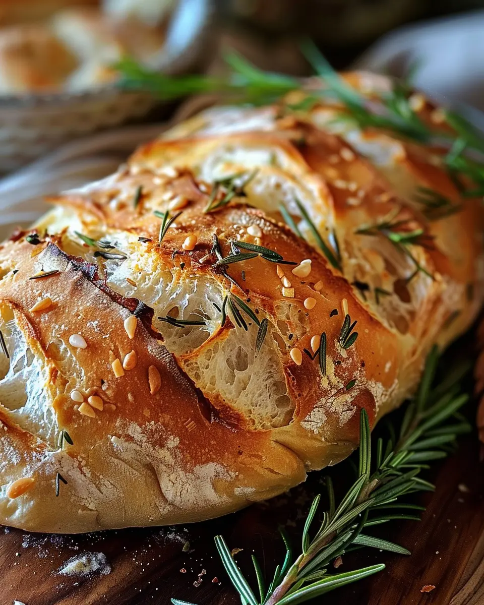 Pain rustique à l'ail et au romarin à la poêle