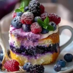 Gâteau en tasse aux myrtilles et à la vanille